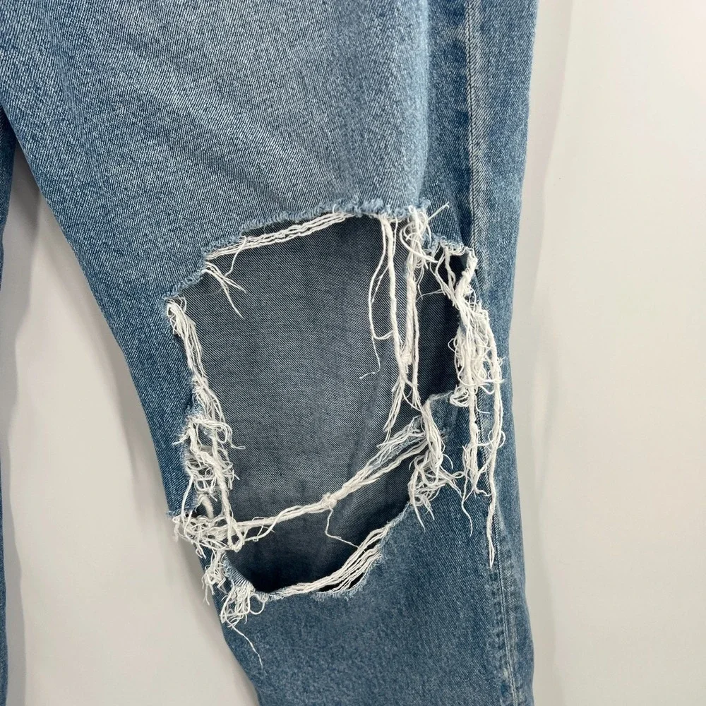 American‎ Eagle AEO highest rise baggy straight leg distressed jeans boho 16